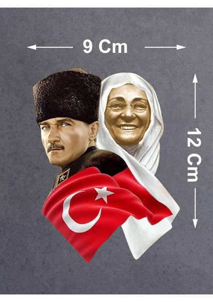 Atatürk ve Zübeyde Hanım Sticker, Araba Oto Motosiklet Karavan Sticker 00624
