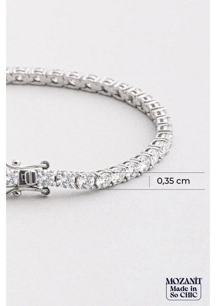 Mozanit Yolu 18 Ayar Beyaz Altın Kaplama 18 cm Gümüş Su Yolu Bileklik modelleri
