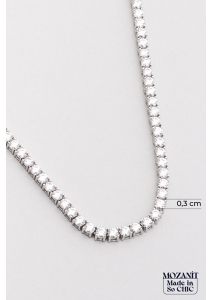 Mozanit Işıltısı 18 Ayar Beyaz Altın Kaplama 42 cm Gümüş Su Yolu Kolye fiyatları