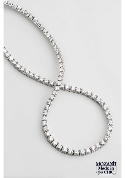 Mozanit Işıltısı 18 Ayar Beyaz Altın Kaplama 42 cm Gümüş Su Yolu Kolye indirimleri