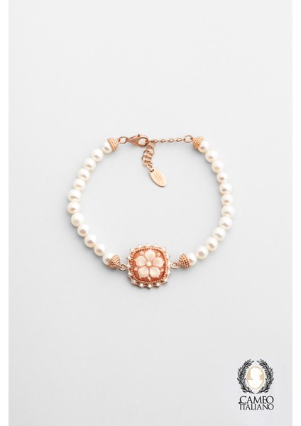 Cameo Italiano 18 Ayar Rose Altın Kaplama 20 cm Gümüş Bileklik