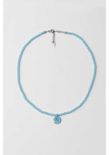 9 Sayısı Ikonlu 18 Ayar Beyaz Altın Kaplama 37 cm Gümüş Çocuk Kolye