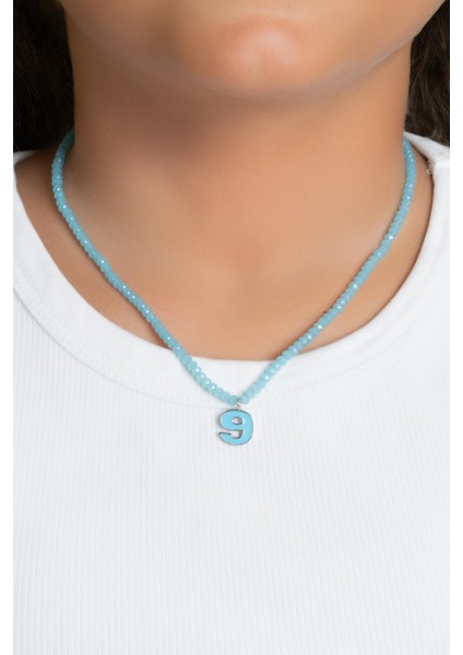 9 Sayısı Ikonlu 18 Ayar Beyaz Altın Kaplama 37 cm Gümüş Çocuk Kolye fiyatları