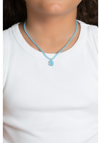 9 Sayısı Ikonlu 18 Ayar Beyaz Altın Kaplama 37 cm Gümüş Çocuk Kolye fırsatları