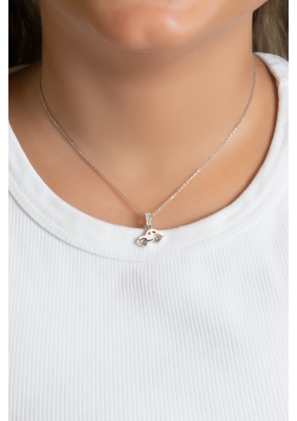 Beyaz Araba 18 Ayar Beyaz Altın Kaplama Gümüş 33 cm Çocuk Kolye fiyatları