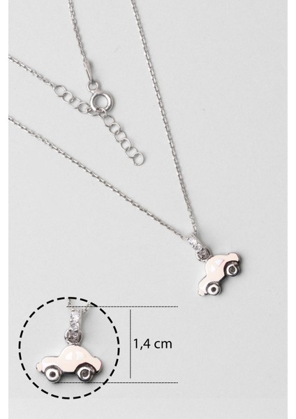 Beyaz Araba 18 Ayar Beyaz Altın Kaplama Gümüş 33 cm Çocuk Kolye modelleri