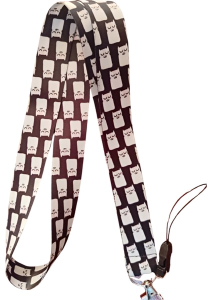 Sevimli Kedi Desenli 6 Boyun Askı Ipi ve Telefon Askısı + Kartlık