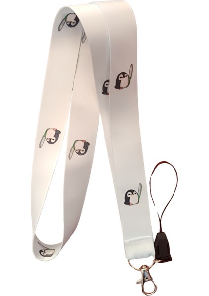 Penguen Desenli Boyun Askı Ipi ve Telefon Askısı + Kartlık
