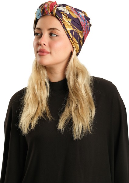 Mürdüm Pratik Hazır Geçmeli Tesettür Bone Ipek Desenli 2410_07 fiyatları