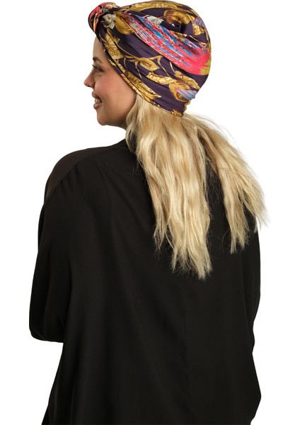 Mürdüm Pratik Hazır Geçmeli Tesettür Bone Ipek Desenli 2410_07 modelleri