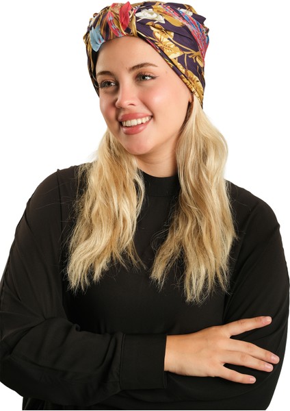 Mürdüm Pratik Hazır Geçmeli Tesettür Bone Ipek Desenli 2410_07 fırsatları