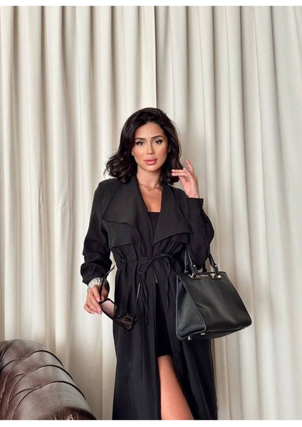 Kadın Kuşaklı Kruvaze Midi Trençkot modelleri