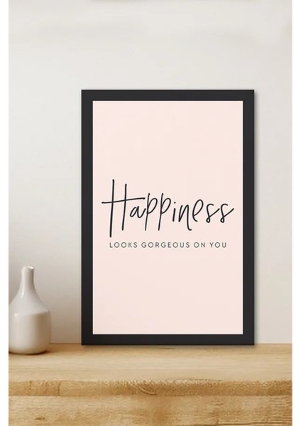 Happiness Yazılı Çerçeve Görünümlü Tasarım Mdf Tablo