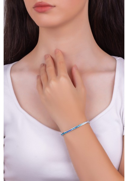 Matilda 18 Ayar Beyaz Altın Kaplama Gümüş Su Yolu Bileklik fırsatları