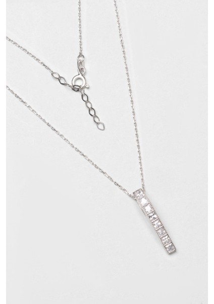 Orelia 18 Ayar Beyaz Altın Kaplama 42 cm Gümüş Kolye