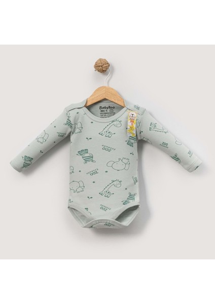 Babytoo 1-3 Yaş Bebek Uzun Kollu Çıtçıtlı Badi SAFARI-70830160 - Yeşil