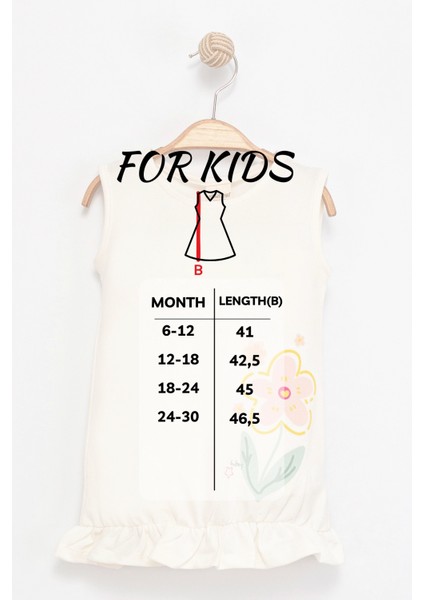Kız Çocuk Ekru Kolsuz Elbise Pamuklu - Çiçek Desenli Elbise Fırfırlı Etek Ucu indirimleri