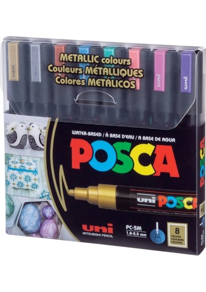 ball Posca (1.8-2.5) Su Bazlı Boyama Markörü Metalik 8'li Set ( N ) (Uni-Pc-5m)/ 8c Mc Set modelleri