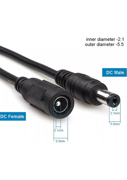 Dc 12V Güç Uzatma Kablosu 5,5x2,1 mm Güç Kablosu 12 M (Yurt Dışından) fırsatları
