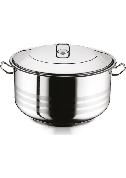 30X20 Cm Çelik Kapaklı Çelik Derin Tencere 11,5 Lt