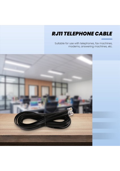 6P6C RJ11 Telefon Dahili Faks Modem Kablo Hattı 5m Uzunluk Siyah (Yurt Dışından) fiyatları