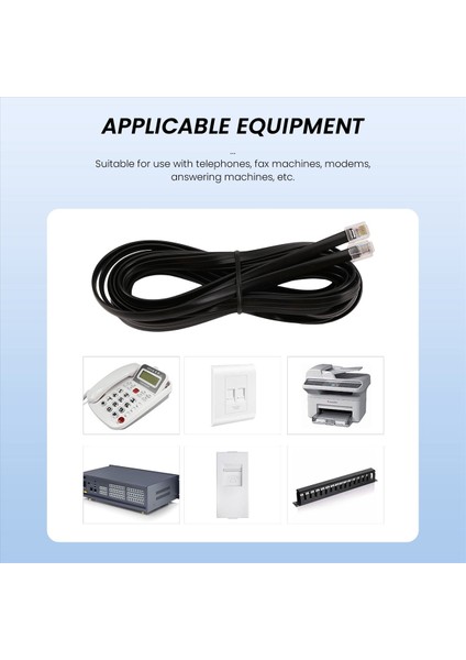 6P6C RJ11 Telefon Dahili Faks Modem Kablo Hattı 5m Uzunluk Siyah (Yurt Dışından) fırsatları