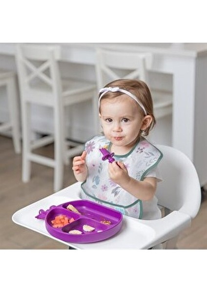 Su Geçirmez Mama Önlüğü Floral Desenli 6-24 Ay Kullanımına Uygun Hafif ve Silinebilir