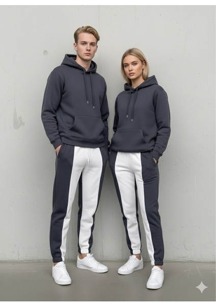 Erkek Oversize Kapüşonlu Sweatshırt**şeritli Jogger Eşofman Altı **fermuarlı Cepli Spor Kombın **siyah Gri**antrasit ***beyaz Renk Seçenekleriyle fiyatları