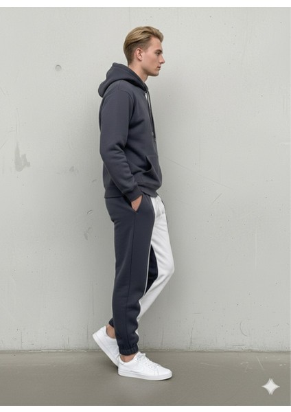 Erkek Oversize Kapüşonlu Sweatshırt**şeritli Jogger Eşofman Altı **fermuarlı Cepli Spor Kombın **siyah Gri**antrasit ***beyaz Renk Seçenekleriyle modelleri