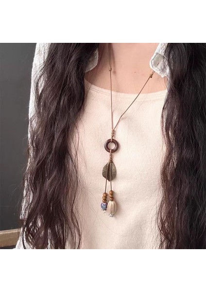 Yeni Çin Zen Uzun Bronz Tüy Kolye Vintage Bohem Etnik Tarzı Çift Jumper Giyim Uzun Aksesuarlar (Yurt Dışından)