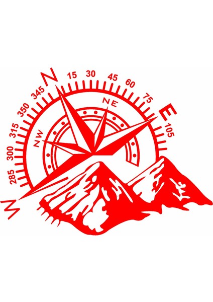 Pusula ve Dağ Sticker, Off Road Kamp Adventure Kamp Sticker, Araba Oto Karavan Pickup Sticker 02522