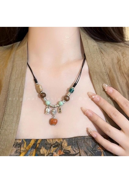 Yeni Çin Zen Uzun Bronz Tüy Kolye Vintage Bohem Etnik Tarzı Çift Jumper Giyim Uzun Aksesuarlar (Yurt Dışından)