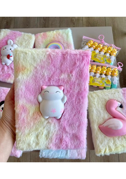 Tüylü Defter-sukuşi figürlü Yumuş defter-Çizgili defter