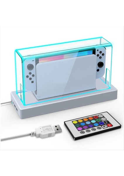 Nintendo Için Akrilik Şeffaf Toz Kapağı ve 16 LED Renkli Işık Tabanı (Yurt Dışından)