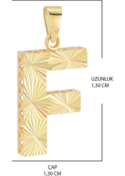 14 Ayar Altın F Harfi Kolye Ucu fiyatları