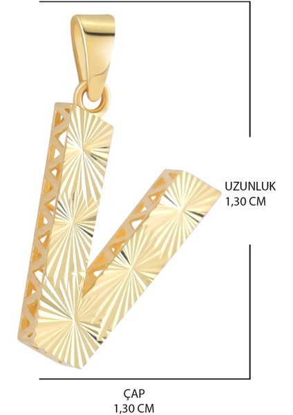 14 Ayar Altın V Harfi Kolye Ucu fiyatları