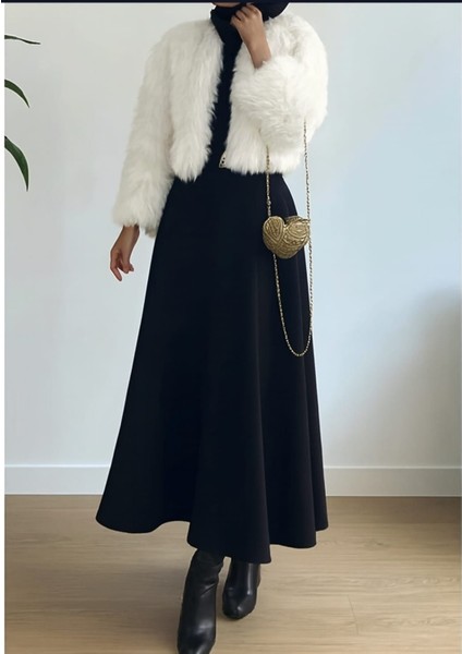 Kadın Puf Scuba Siyah Tesettür Kloş Etek fırsatları