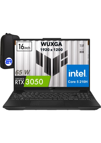 Tuf Gaming F16 FX607VJ-RL033 Intel Core 5-210H 16GB 512GB SSD RTX3050 6gb 16 Inç Full Hd+ 144Hz + Elektropasaj Çanta