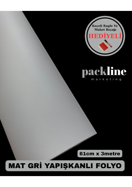 Mutfak Tezgah Dolap Mobilya ve Kaplama Folyosu Mat Açık Gri 61CMX3M