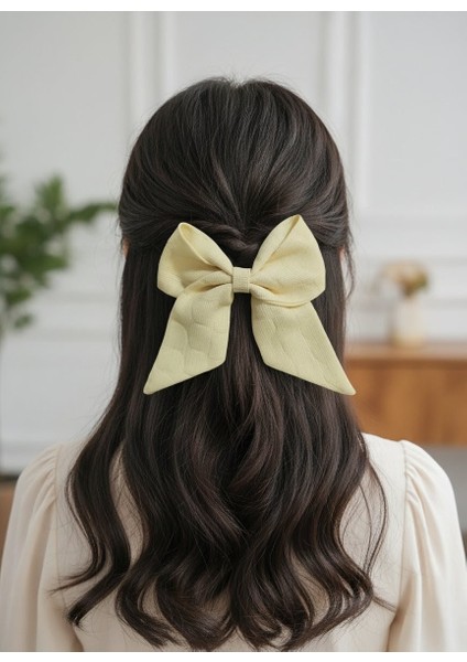 El Yapımı Kendinden Desenli Yeni Moda Açık Sarı Otomatik Fiyonk Toka