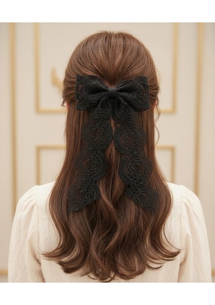 Romantik Uzun Kuyruk Dantel Fiyonk Toka, El Yapımı, Yetişkin Kadın Otomatik Fiyonk Toka Hediyelik