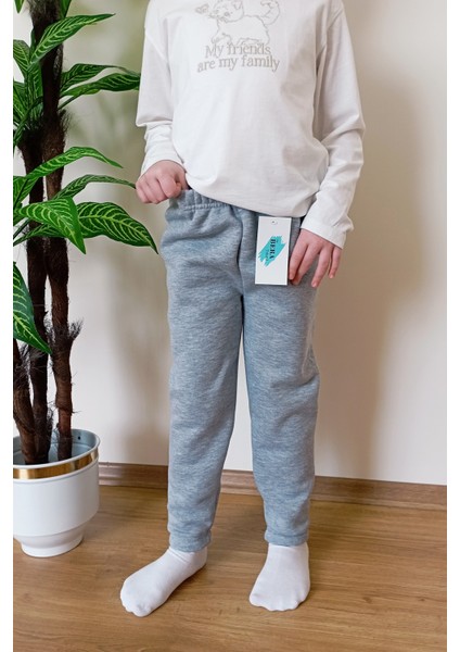 Okul ve Gündelik Çocuk Gri Kışlık 3 Iplik Içi Tüylü Paçası Lastikli Eşofman Altı indirimleri