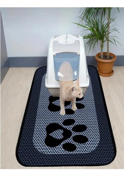 60 x 120 cm Büyük Boy Kedi Kumu Wc Önü Paspas – Pati Desenli Elekli Tuvalet Önü Paspas XXL