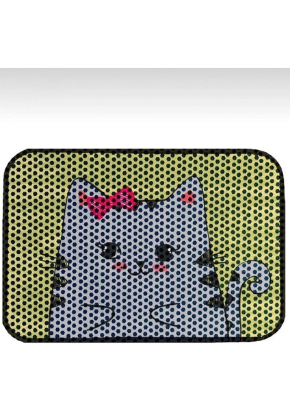 Elekli Tuvalet Önü Desenli Kedi Kumu Paspası | 45 x 60 cm Kum Toplayıcı Mat modelleri
