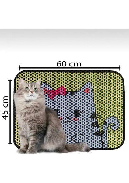 Elekli Tuvalet Önü Desenli Kedi Kumu Paspası | 45 x 60 cm Kum Toplayıcı Mat fiyatları