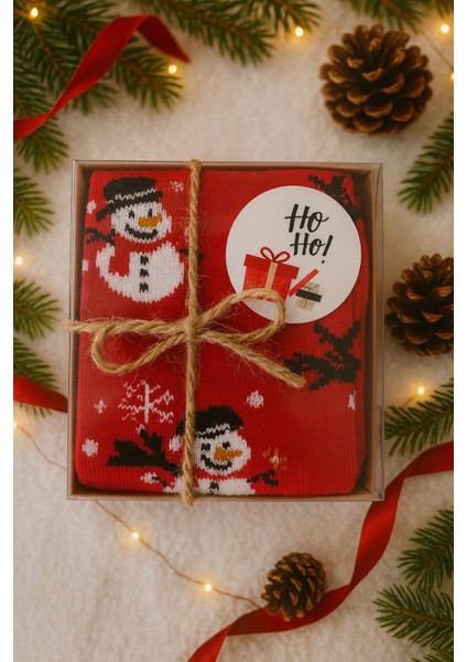 Asetat Kutulu Yılbaşı Hediyesi-Şık Ambalajında Renkli Kış Çorabı