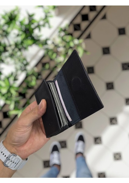 Visso 660 Deri Isme Özel Güçlü Mıknatıs Kilitli Akordeon Yelpaze Kartlık Cüzdan Erkek Kadın Çanta Kişiye Özel modelleri