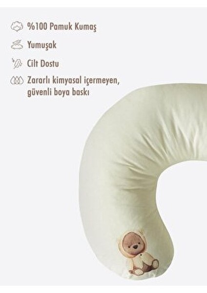 Tawky Çok Fonksiyonlu Hamile Yastığı Doğal Kumaşlı Sevimli Desenli