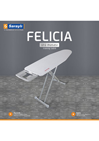 Felicia Ütü Masası Isıya Dayanıklı Teflon Kumaş 125x42 cm Yükseklik Ayarlı modelleri