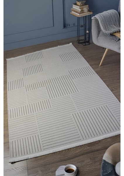 Krem Beyaz Bohem Iskandinav Modern Saçaklı Doğal Pamuk Taban Salon Koridor Çocuk Oturma Odası Halı